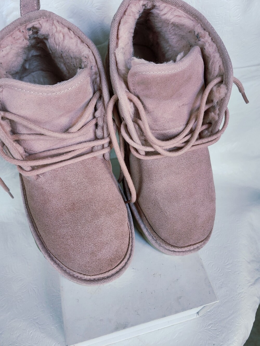 UGG NEUMEL  Blush Pink Suede Shearling Ankle Booties Size 9